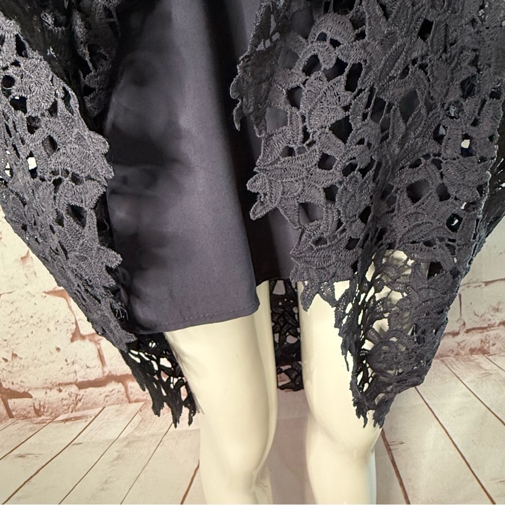 ANTHROPOLOGY MAEVE ASTR The LABEL Eyelet Lace Overlay Midi Dress Slate Blue M - Picture 8 of 15